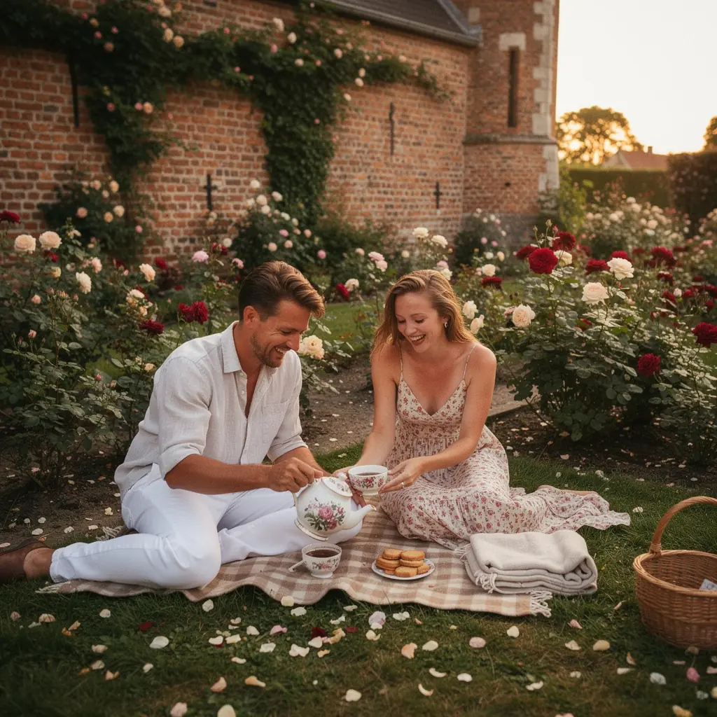 Détails d'un sachet de thé aux pétales de rose, mettant en valeur l'élégance de l'emballage.